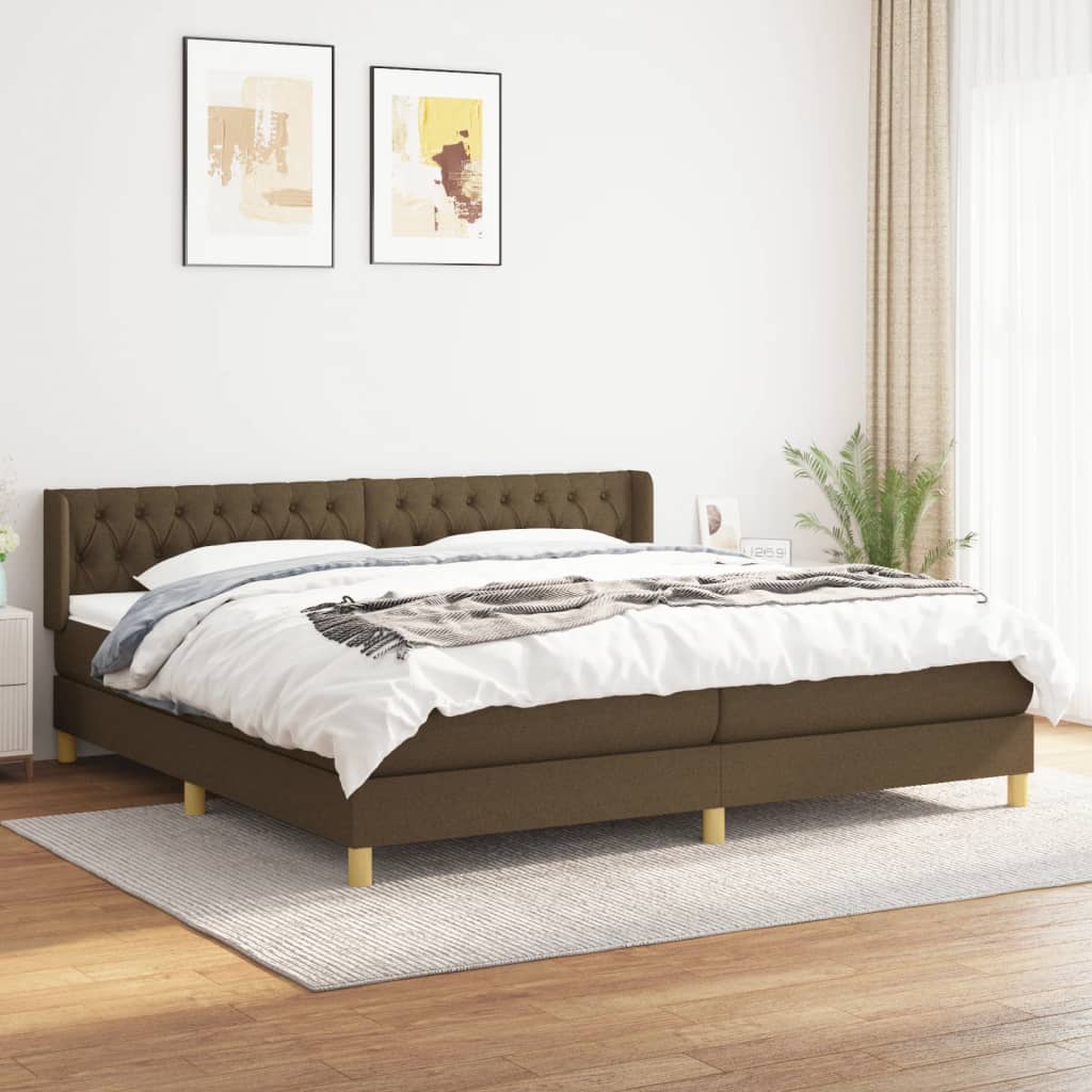 Boxspring met matras stof donkerbruin 200x200 cm is nu te koop bij PeponiXL, paradijselijk wonen!