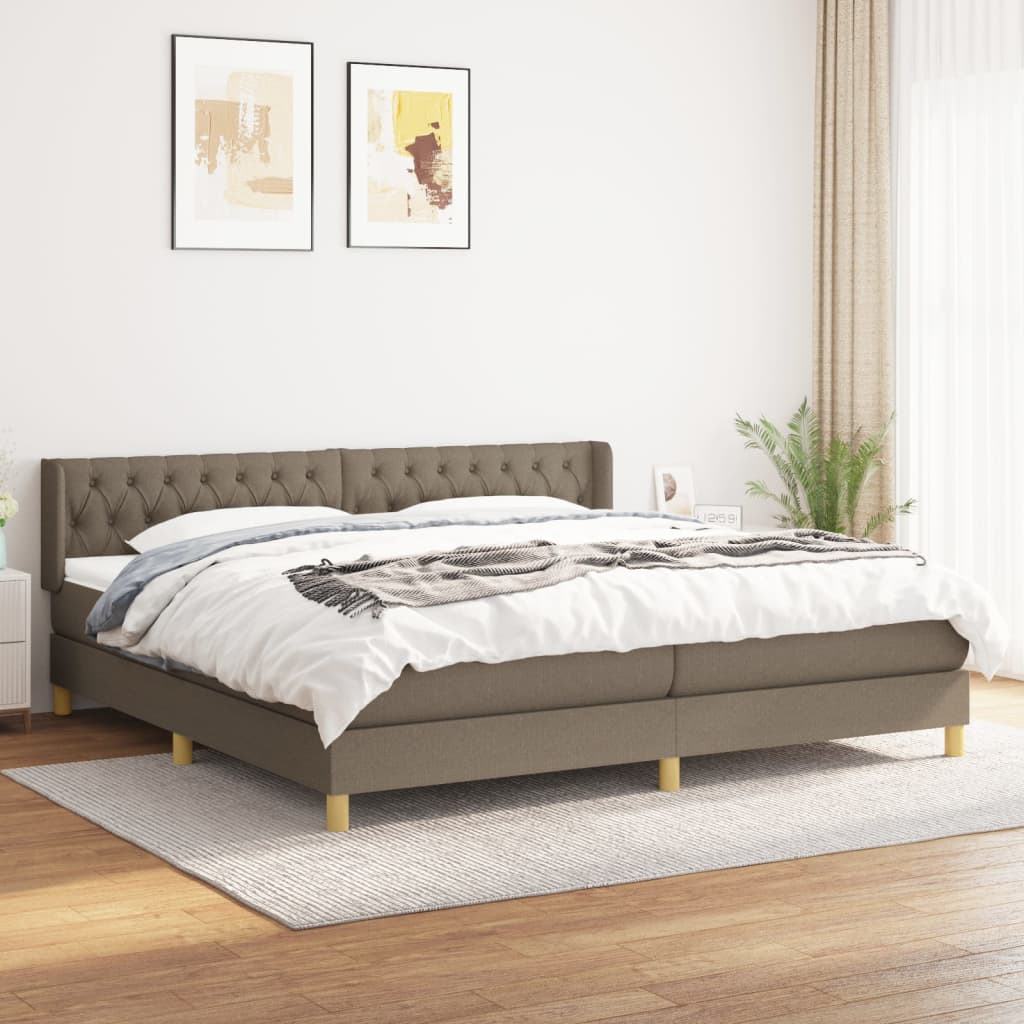 Boxspring met matras stof taupe 200x200 cm is nu te koop bij PeponiXL, paradijselijk wonen!