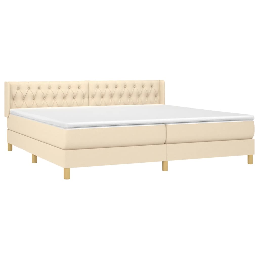 Boxspring met matras stof crèmekleurig 200x200 cm is nu te koop bij PeponiXL, paradijselijk wonen!