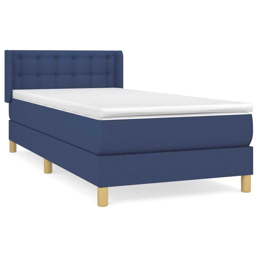Boxspring met matras stof blauw 90x190 cm is nu te koop bij PeponiXL, paradijselijk wonen!