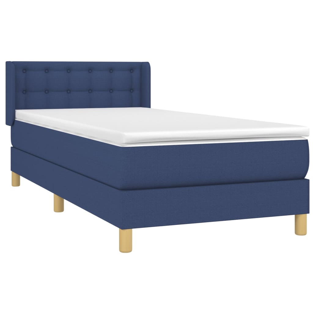Boxspring met matras stof blauw 90x200 cm is nu te koop bij PeponiXL, paradijselijk wonen!