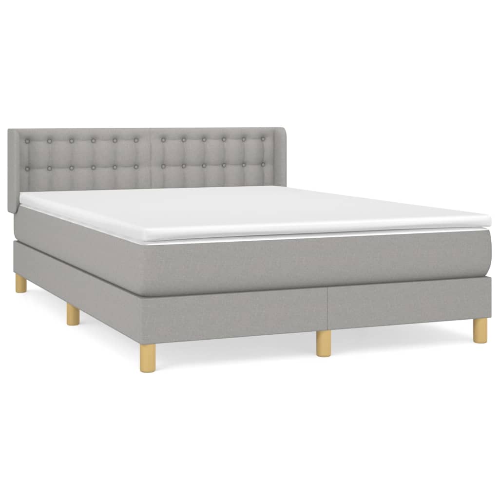 Boxspring met matras stof lichtgrijs 140x190 cm is nu te koop bij PeponiXL, paradijselijk wonen!