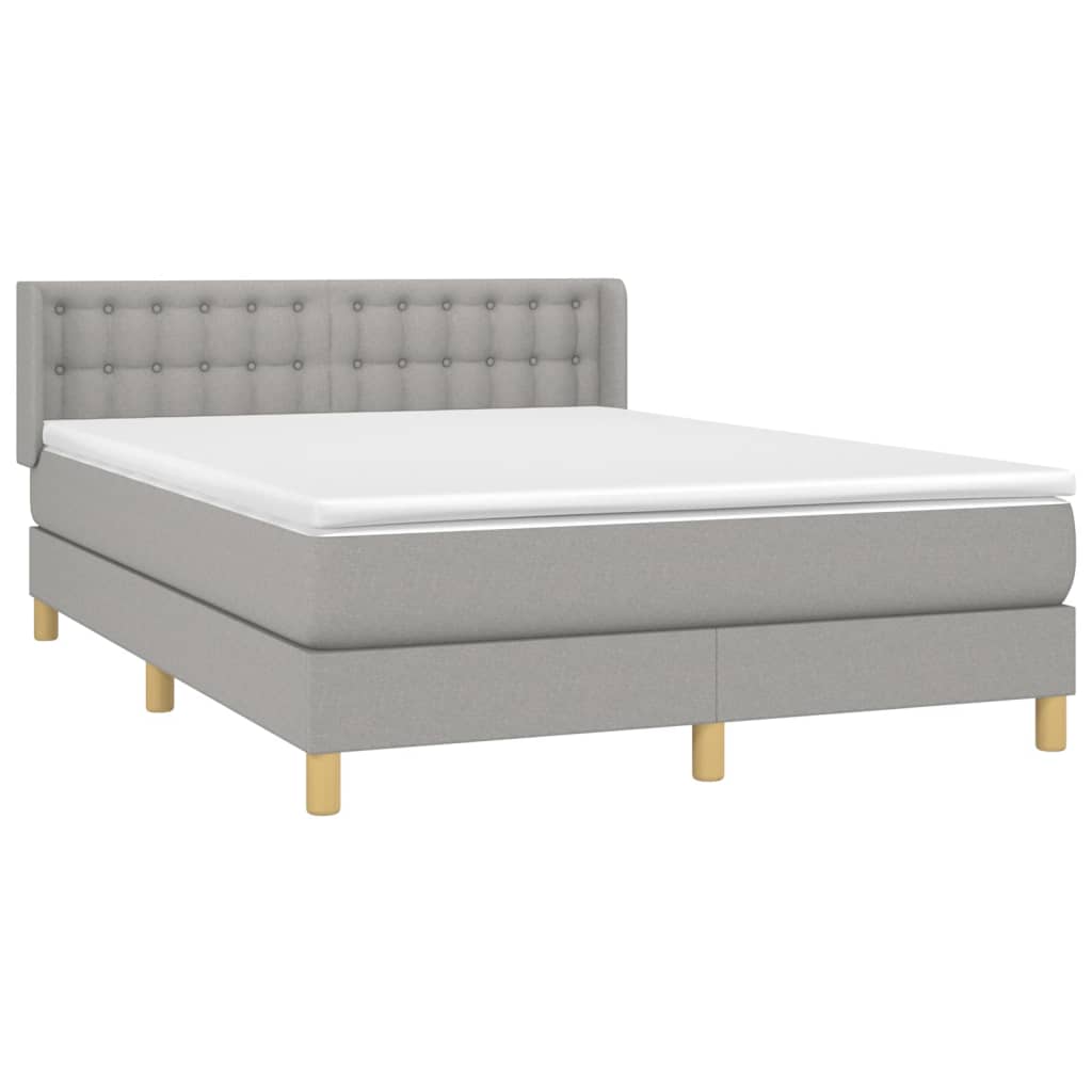 Boxspring met matras stof lichtgrijs 140x190 cm is nu te koop bij PeponiXL, paradijselijk wonen!