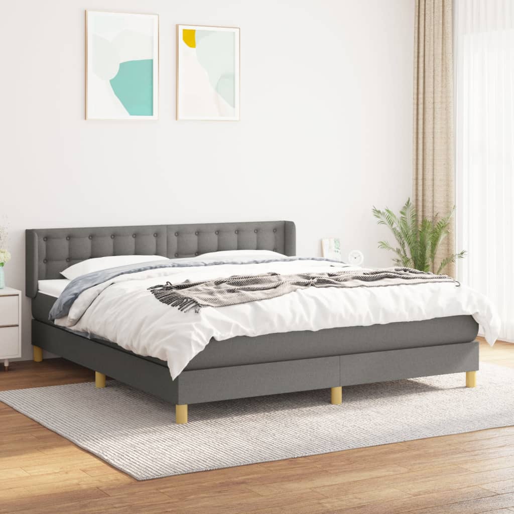 Boxspring met matras stof donkergrijs 180x200 cm is nu te koop bij PeponiXL, paradijselijk wonen!