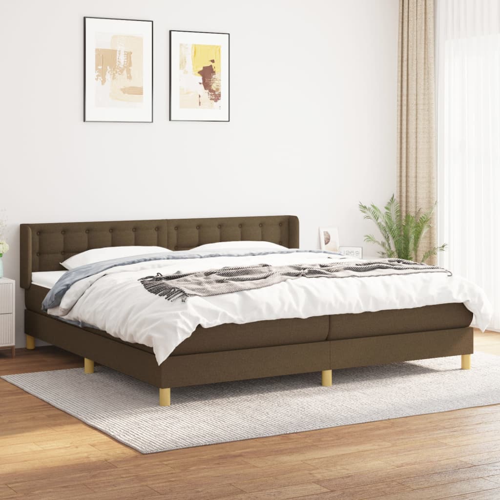 Boxspring met matras stof donkerbruin 200x200 cm is nu te koop bij PeponiXL, paradijselijk wonen!