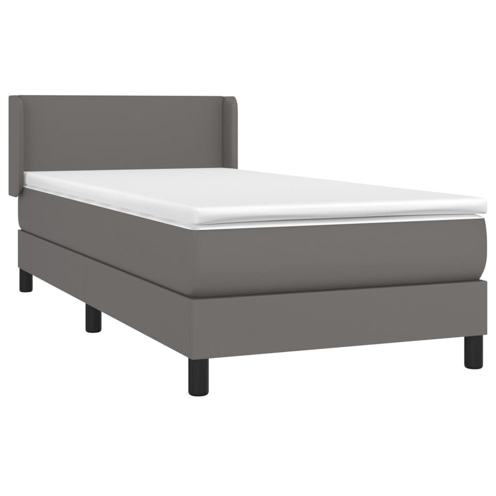 Boxspring met matras kunstleer grijs 90x200 cm is nu te koop bij PeponiXL, paradijselijk wonen!