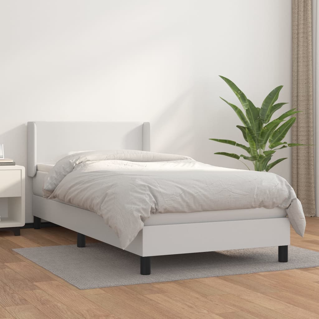 Boxspring met matras kunstleer wit 100x200 cm is nu te koop bij PeponiXL, paradijselijk wonen!