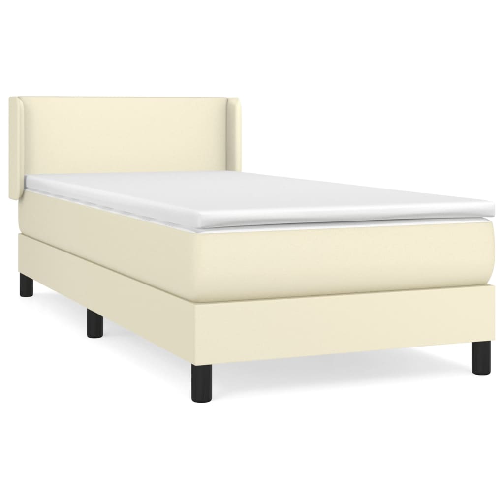 Boxspring met matras kunstleer crèmekleurig 100x200 cm is nu te koop bij PeponiXL, paradijselijk wonen!