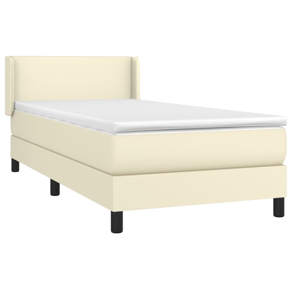 Boxspring met matras kunstleer crèmekleurig 100x200 cm is nu te koop bij PeponiXL, paradijselijk wonen!