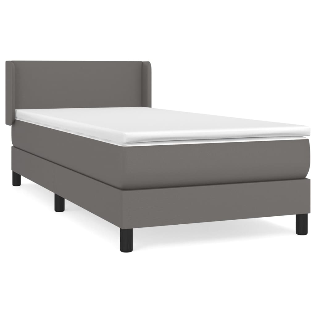 Boxspring met matras kunstleer grijs 100x200 cm is nu te koop bij PeponiXL, paradijselijk wonen!
