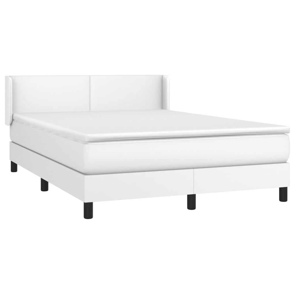 Boxspring met matras kunstleer wit 140x190 cm is nu te koop bij PeponiXL, paradijselijk wonen!