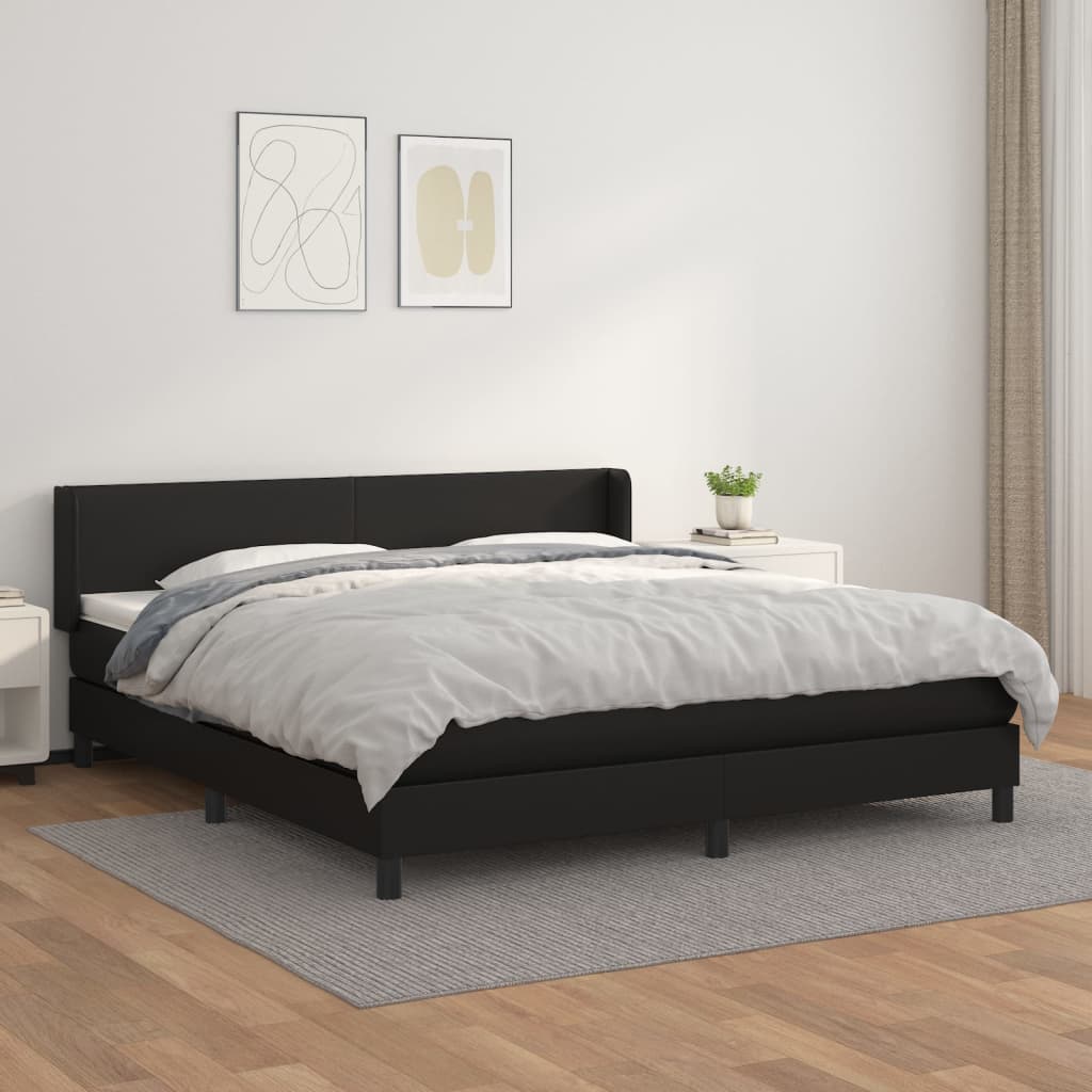 Boxspring met matras kunstleer zwart 180x200 cm is nu te koop bij PeponiXL, paradijselijk wonen!