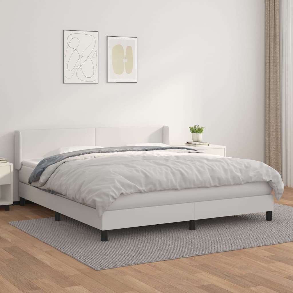 Boxspring met matras kunstleer wit 180x200 cm is nu te koop bij PeponiXL, paradijselijk wonen!