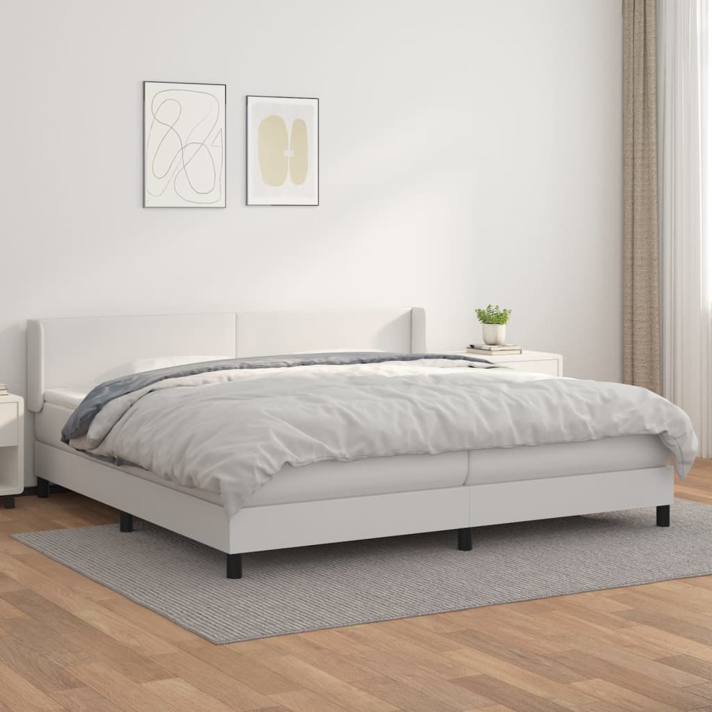 Boxspring met matras kunstleer wit 200x200 cm is nu te koop bij PeponiXL, paradijselijk wonen!