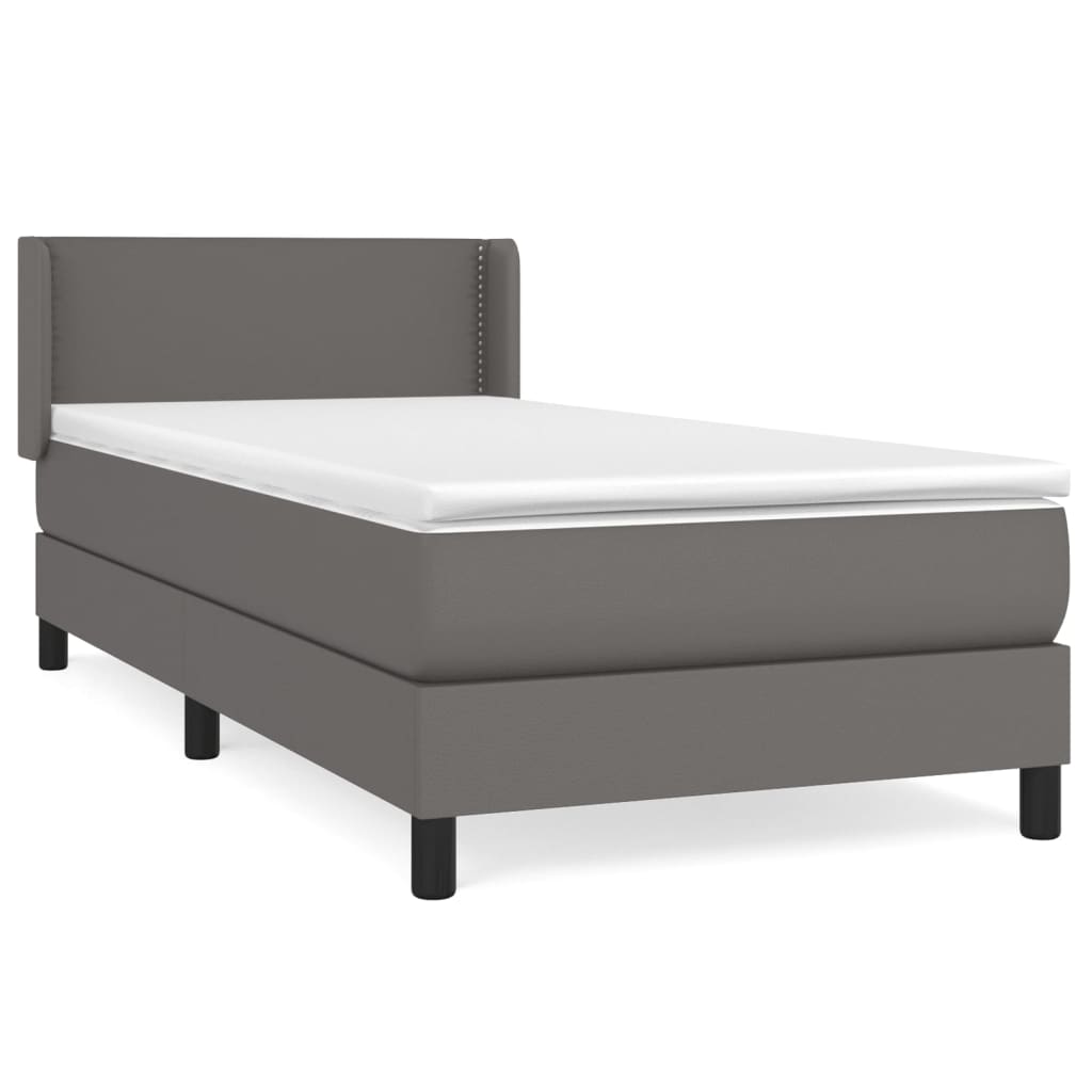 Boxspring met matras kunstleer grijs 80x200 cm is nu te koop bij PeponiXL, paradijselijk wonen!