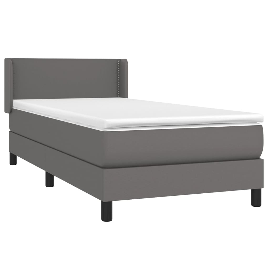 Boxspring met matras kunstleer grijs 80x200 cm is nu te koop bij PeponiXL, paradijselijk wonen!