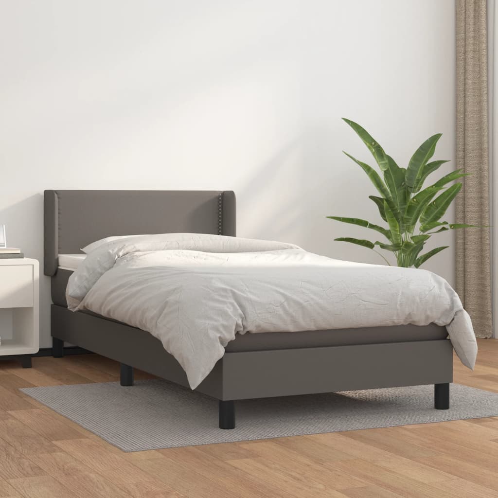 Boxspring met matras kunstleer grijs 80x200 cm is nu te koop bij PeponiXL, paradijselijk wonen!