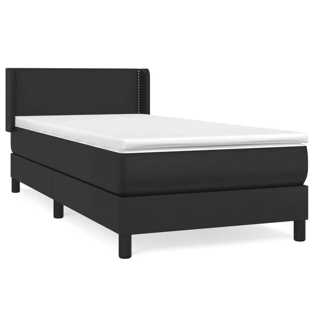 Boxspring met matras kunstleer zwart 100x200 cm is nu te koop bij PeponiXL, paradijselijk wonen!