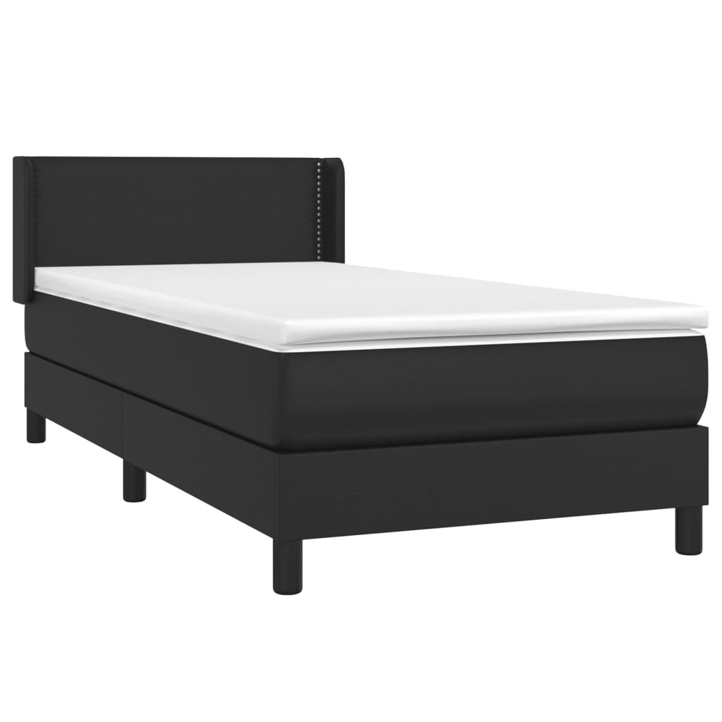 Boxspring met matras kunstleer zwart 100x200 cm is nu te koop bij PeponiXL, paradijselijk wonen!