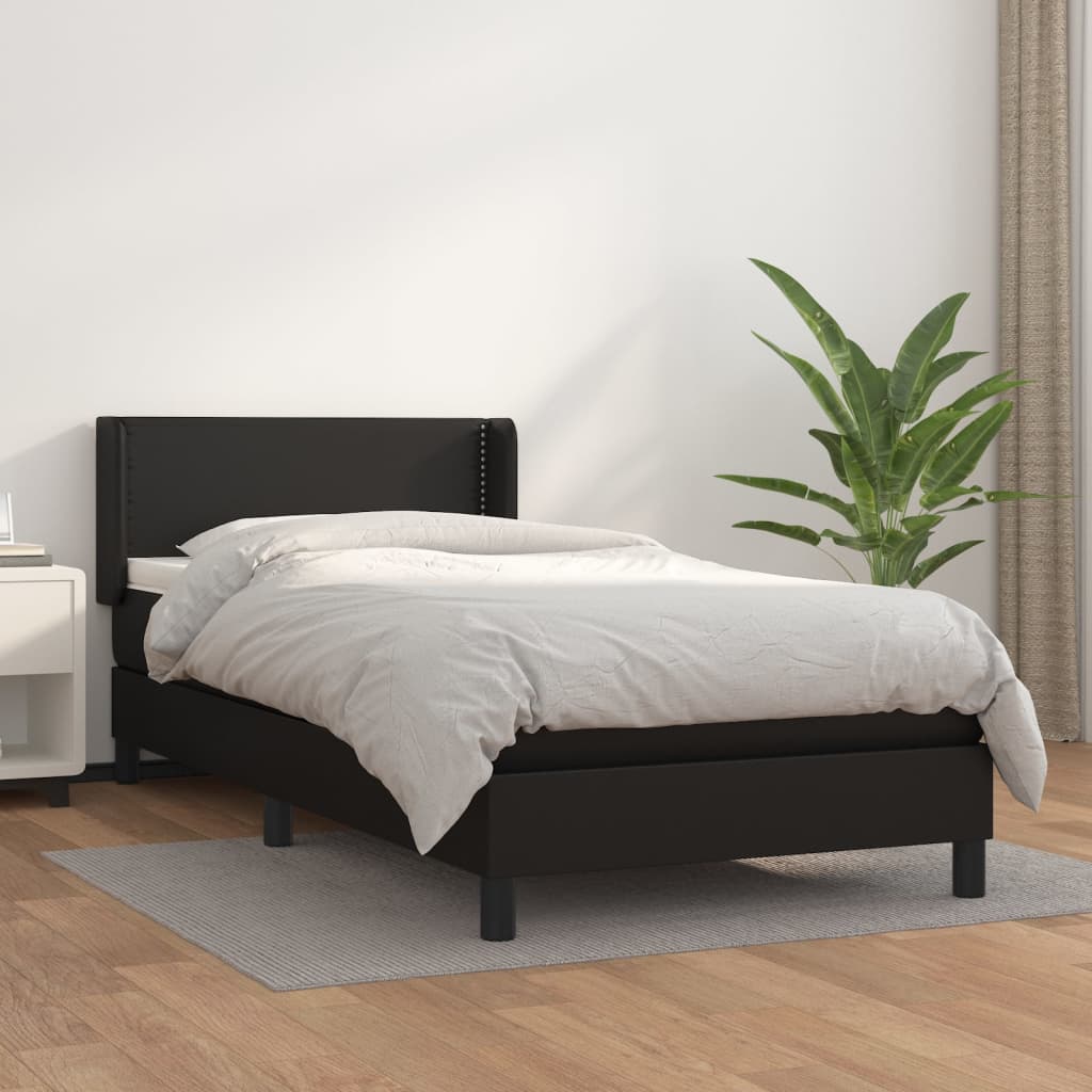 Boxspring met matras kunstleer zwart 100x200 cm is nu te koop bij PeponiXL, paradijselijk wonen!