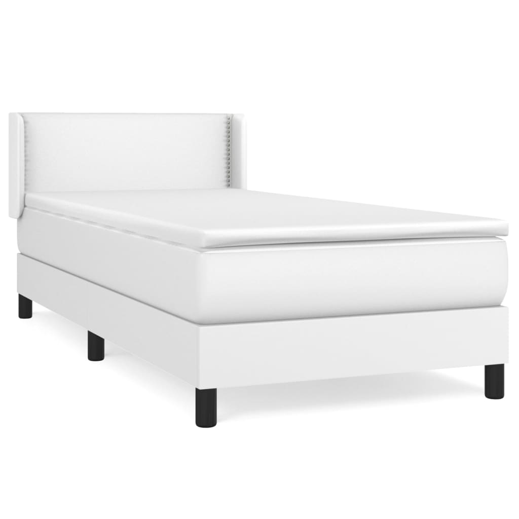Boxspring met matras kunstleer wit 100x200 cm is nu te koop bij PeponiXL, paradijselijk wonen!