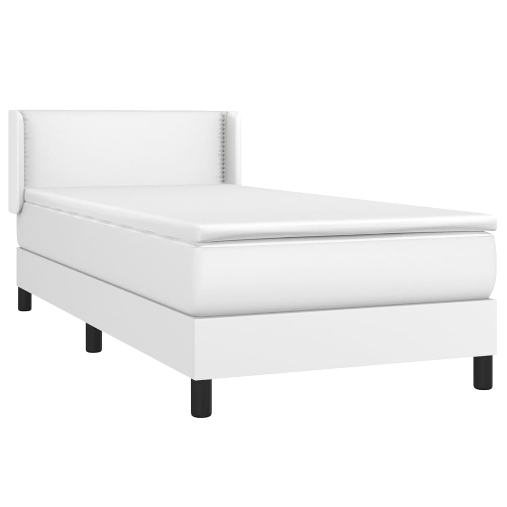 Boxspring met matras kunstleer wit 100x200 cm is nu te koop bij PeponiXL, paradijselijk wonen!