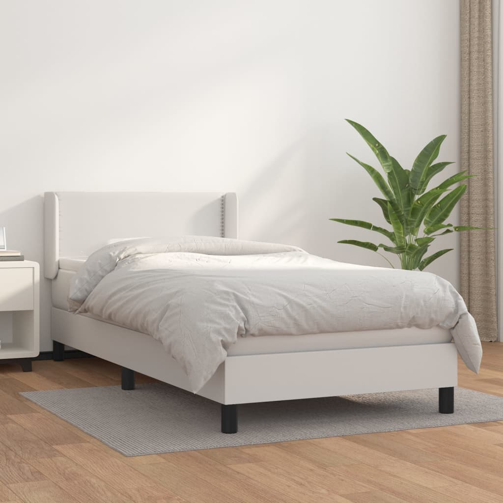 Boxspring met matras kunstleer wit 100x200 cm is nu te koop bij PeponiXL, paradijselijk wonen!