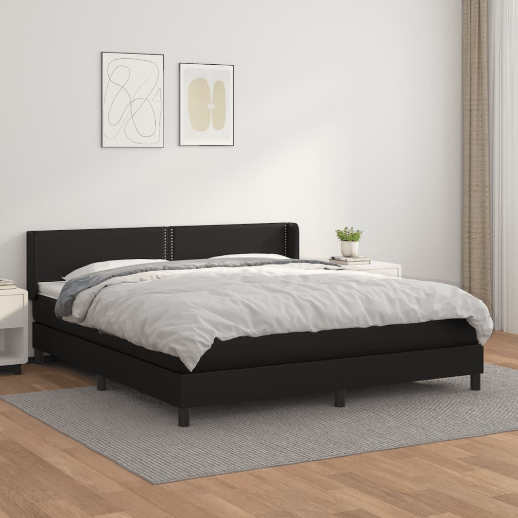 Boxspring met matras kunstleer zwart 180x200 cm is nu te koop bij PeponiXL, paradijselijk wonen!