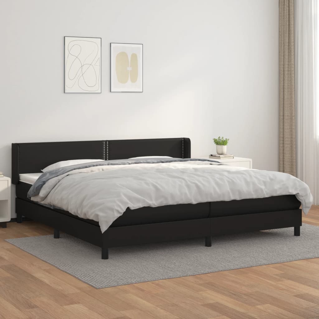 Boxspring met matras kunstleer zwart 200x200 cm is nu te koop bij PeponiXL, paradijselijk wonen!