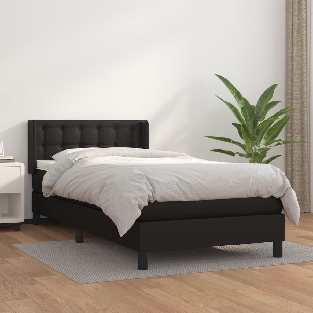 Boxspring met matras kunstleer zwart 80x200 cm is nu te koop bij PeponiXL, paradijselijk wonen!