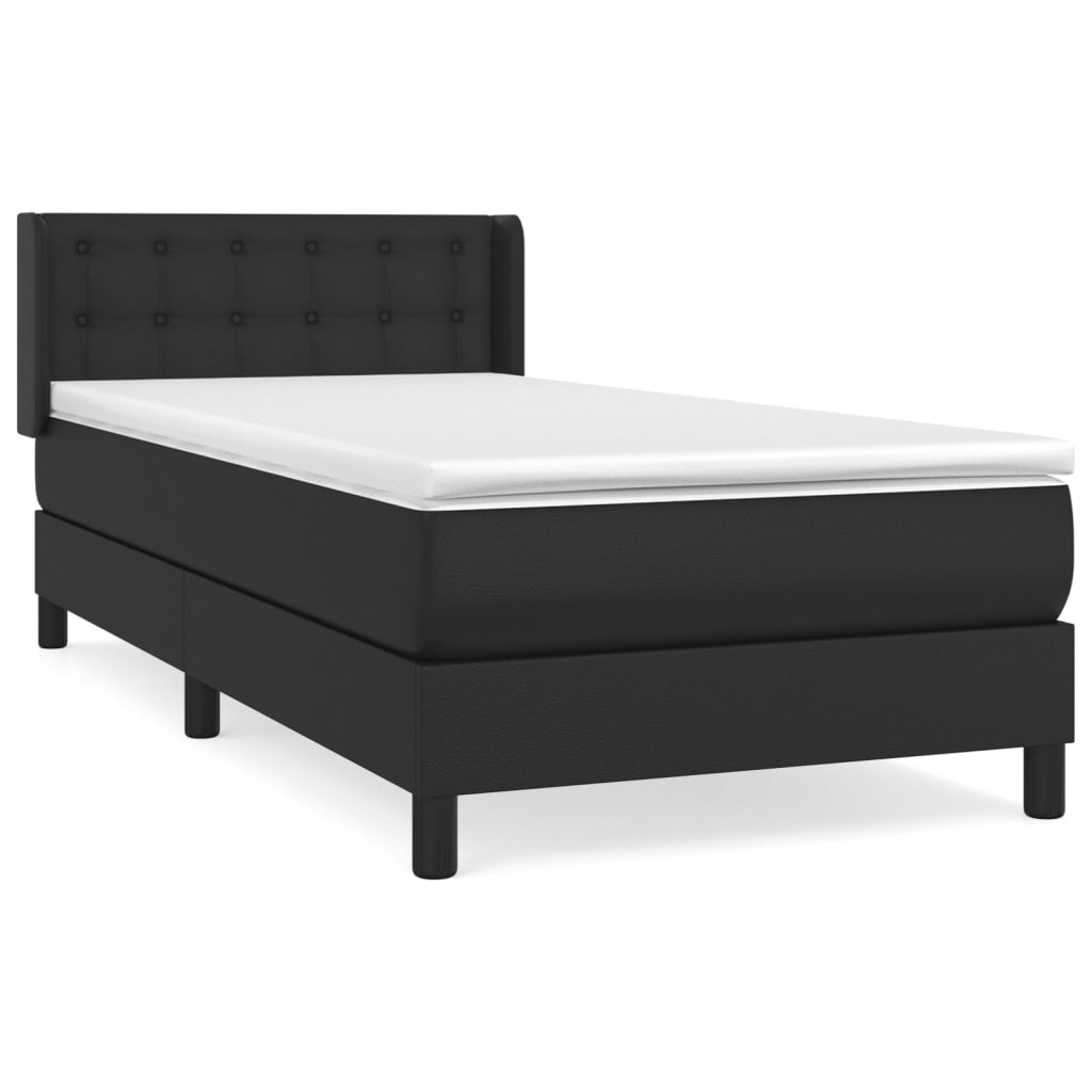 Boxspring met matras kunstleer zwart 90x200 cm is nu te koop bij PeponiXL, paradijselijk wonen!