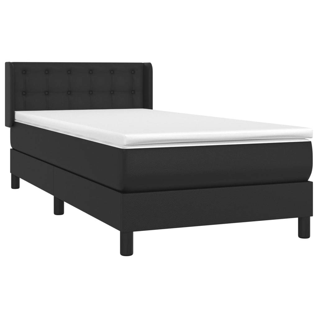 Boxspring met matras kunstleer zwart 90x200 cm is nu te koop bij PeponiXL, paradijselijk wonen!