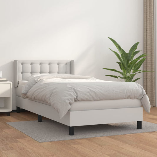 Boxspring met matras kunstleer wit 90x200 cm is nu te koop bij PeponiXL, paradijselijk wonen!