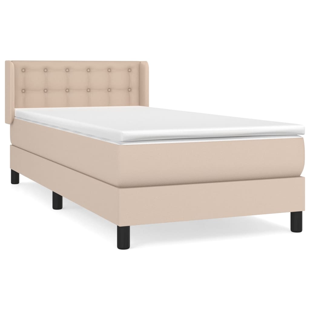 Boxspring met matras kunstleer cappuccinokleurig 90x200 cm is nu te koop bij PeponiXL, paradijselijk wonen!