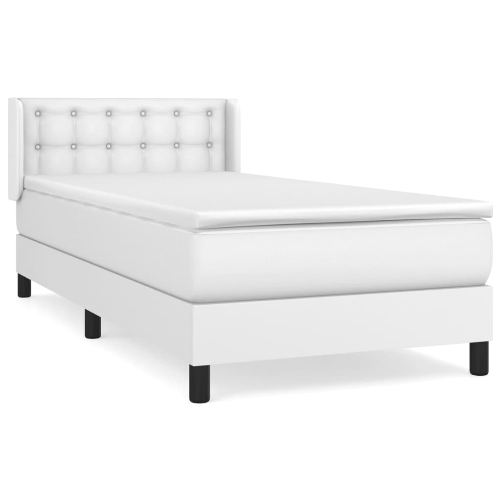 Boxspring met matras kunstleer wit 100x200 cm is nu te koop bij PeponiXL, paradijselijk wonen!