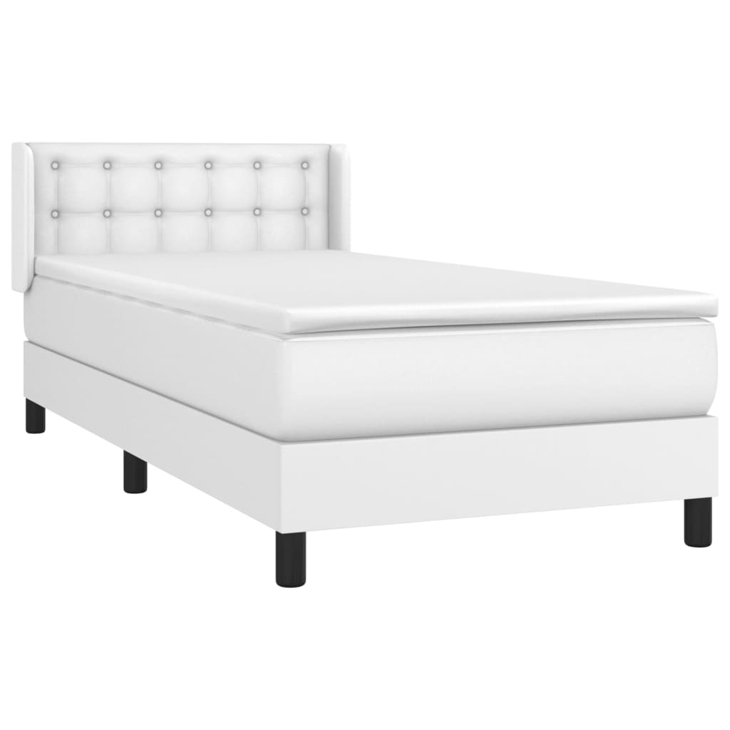 Boxspring met matras kunstleer wit 100x200 cm is nu te koop bij PeponiXL, paradijselijk wonen!