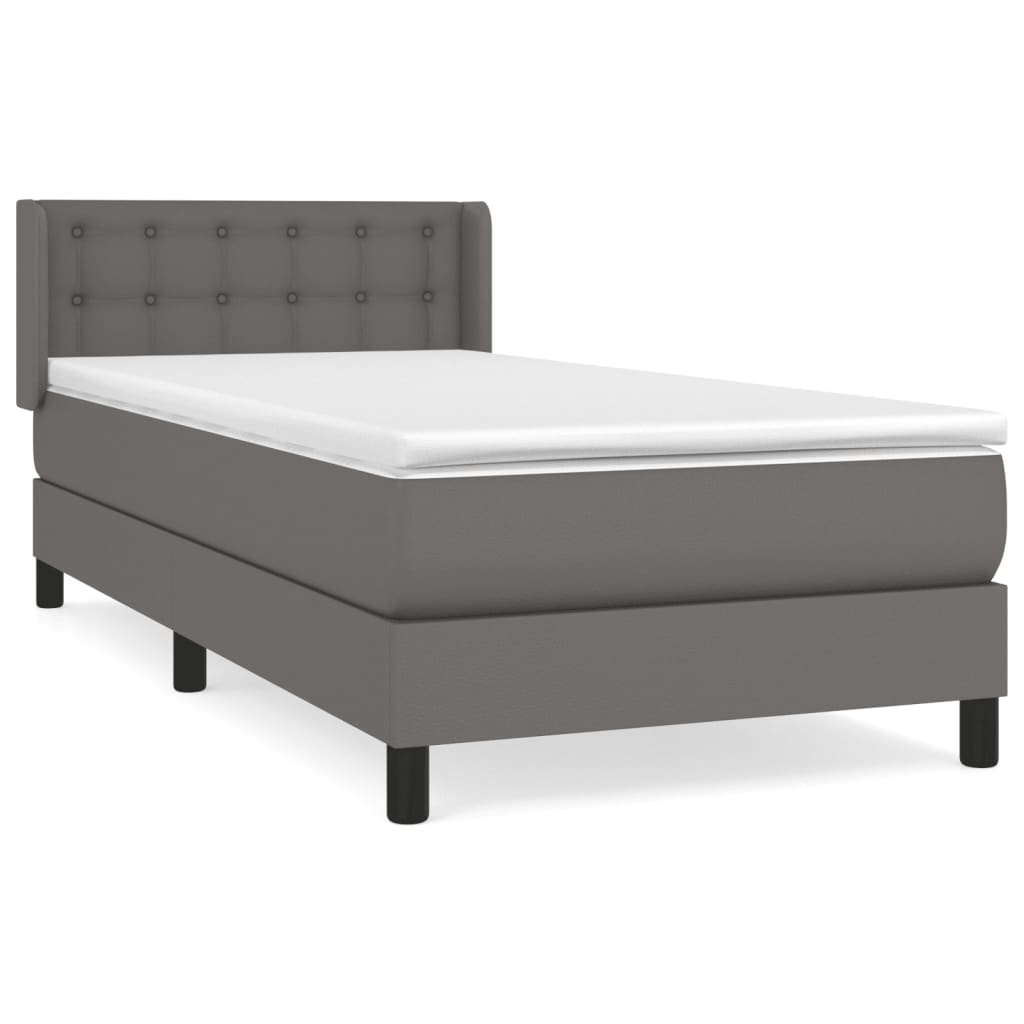 Boxspring met matras kunstleer grijs 100x200 cm is nu te koop bij PeponiXL, paradijselijk wonen!