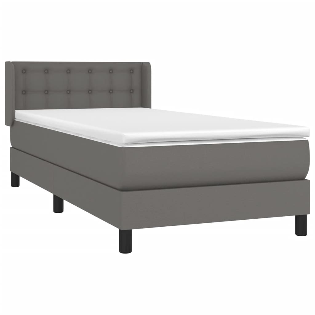 Boxspring met matras kunstleer grijs 100x200 cm is nu te koop bij PeponiXL, paradijselijk wonen!