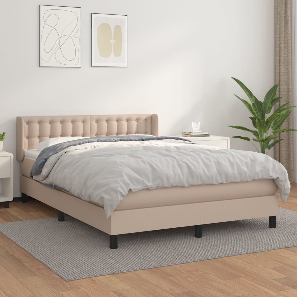 Boxspring met matras kunstleer cappuccinokleurig 140x190 cm is nu te koop bij PeponiXL, paradijselijk wonen!