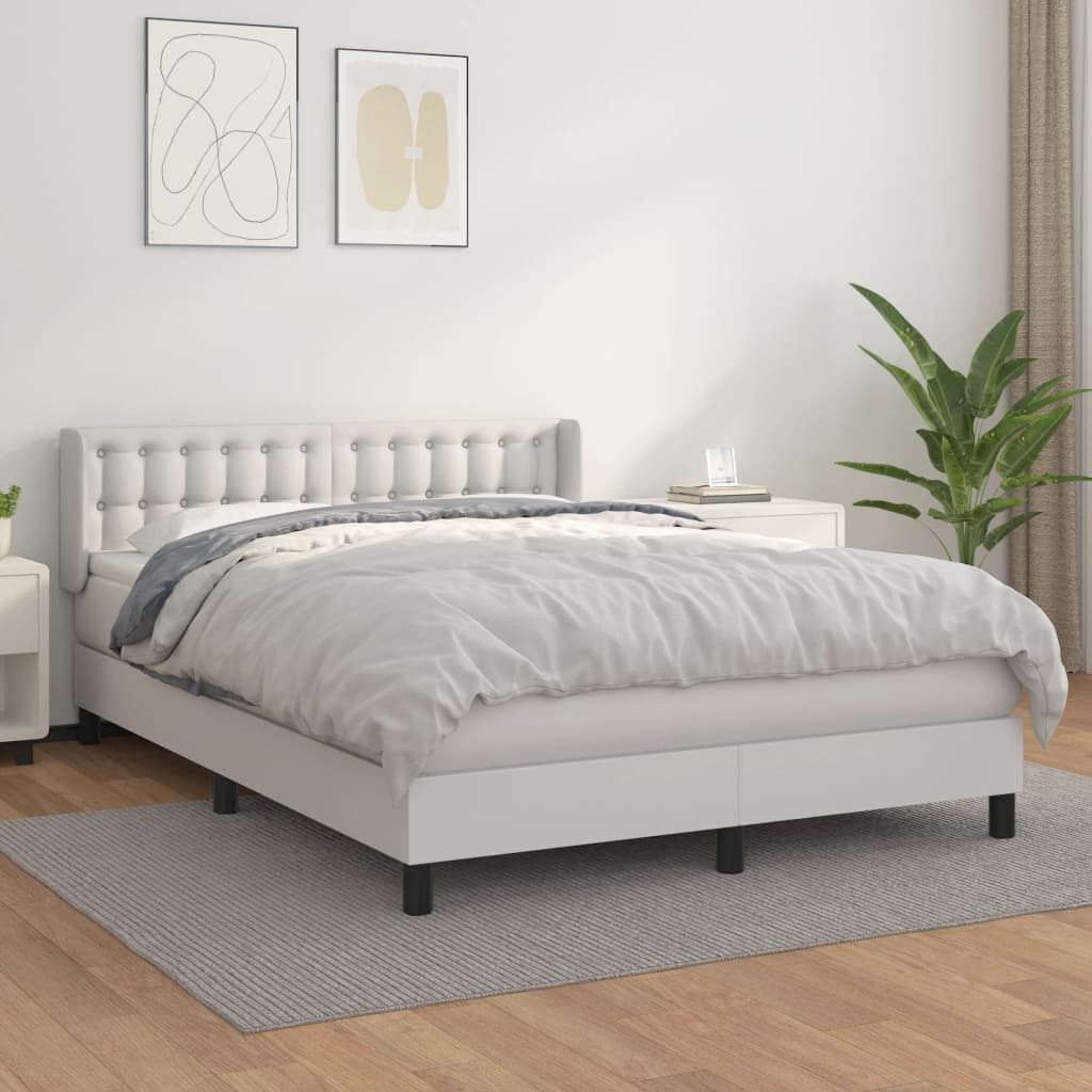 Boxspring met matras kunstleer wit 140x200 cm is nu te koop bij PeponiXL, paradijselijk wonen!