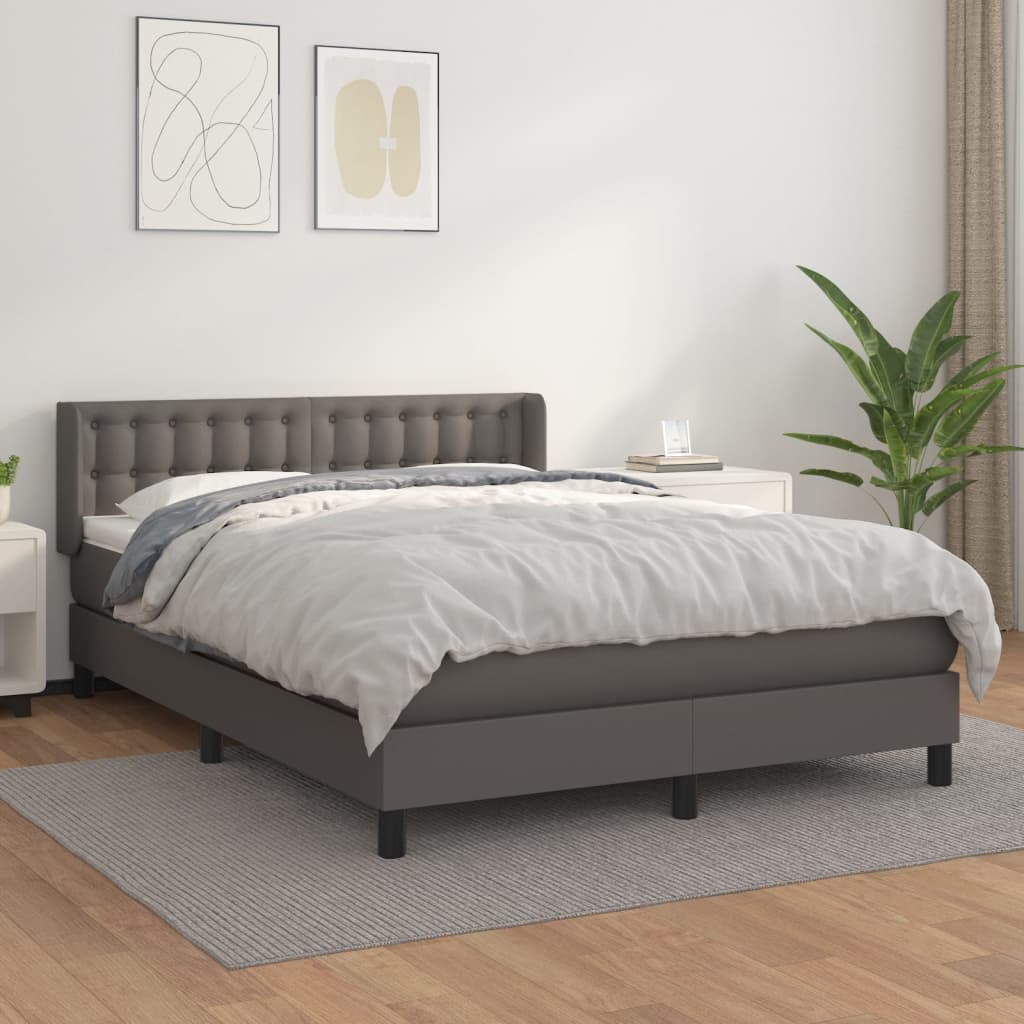 Boxspring met matras kunstleer grijs 140x200 cm is nu te koop bij PeponiXL, paradijselijk wonen!
