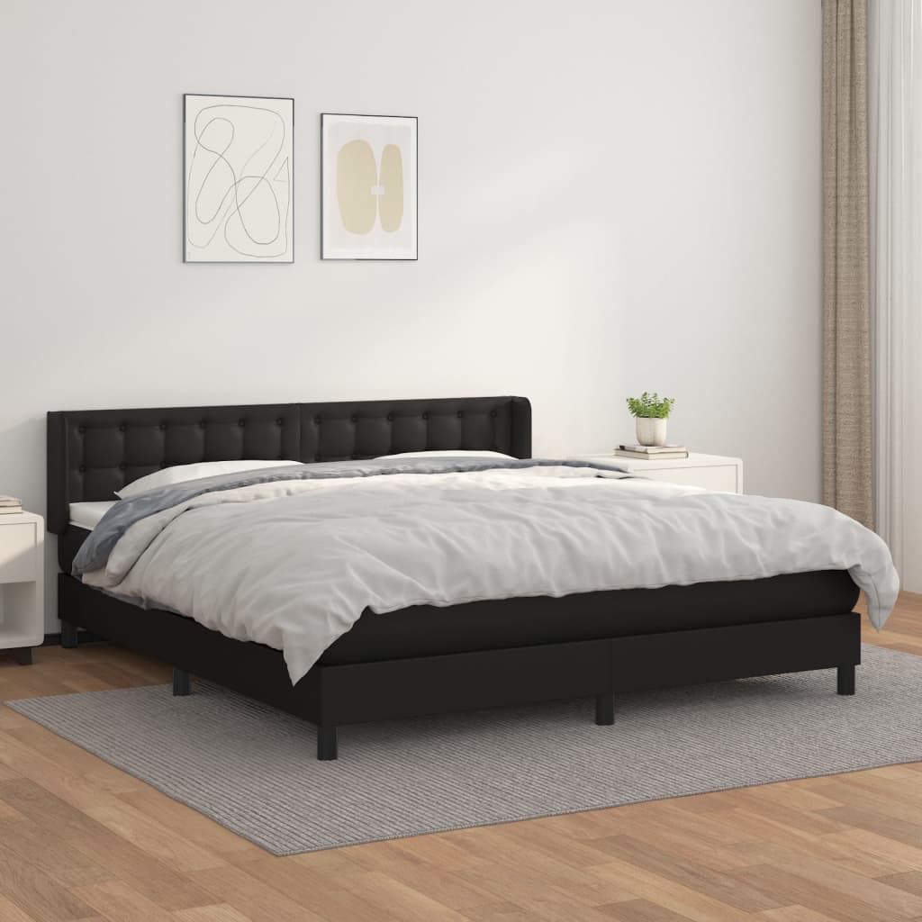 Boxspring met matras kunstleer zwart 160x200 cm is nu te koop bij PeponiXL, paradijselijk wonen!