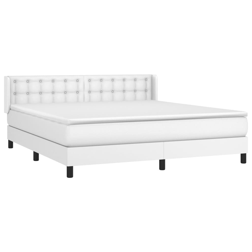 Boxspring met matras kunstleer wit 160x200 cm is nu te koop bij PeponiXL, paradijselijk wonen!