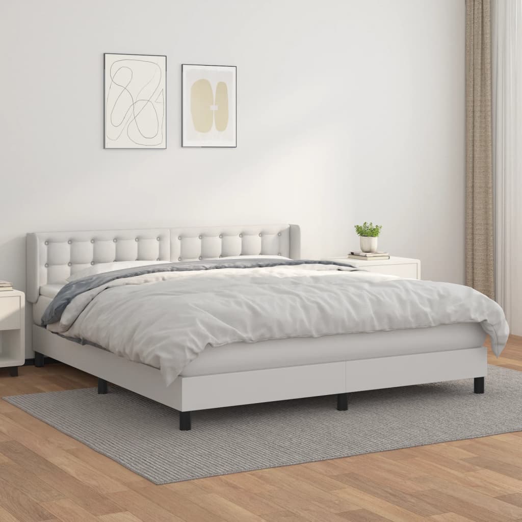 Boxspring met matras kunstleer wit 180x200 cm is nu te koop bij PeponiXL, paradijselijk wonen!