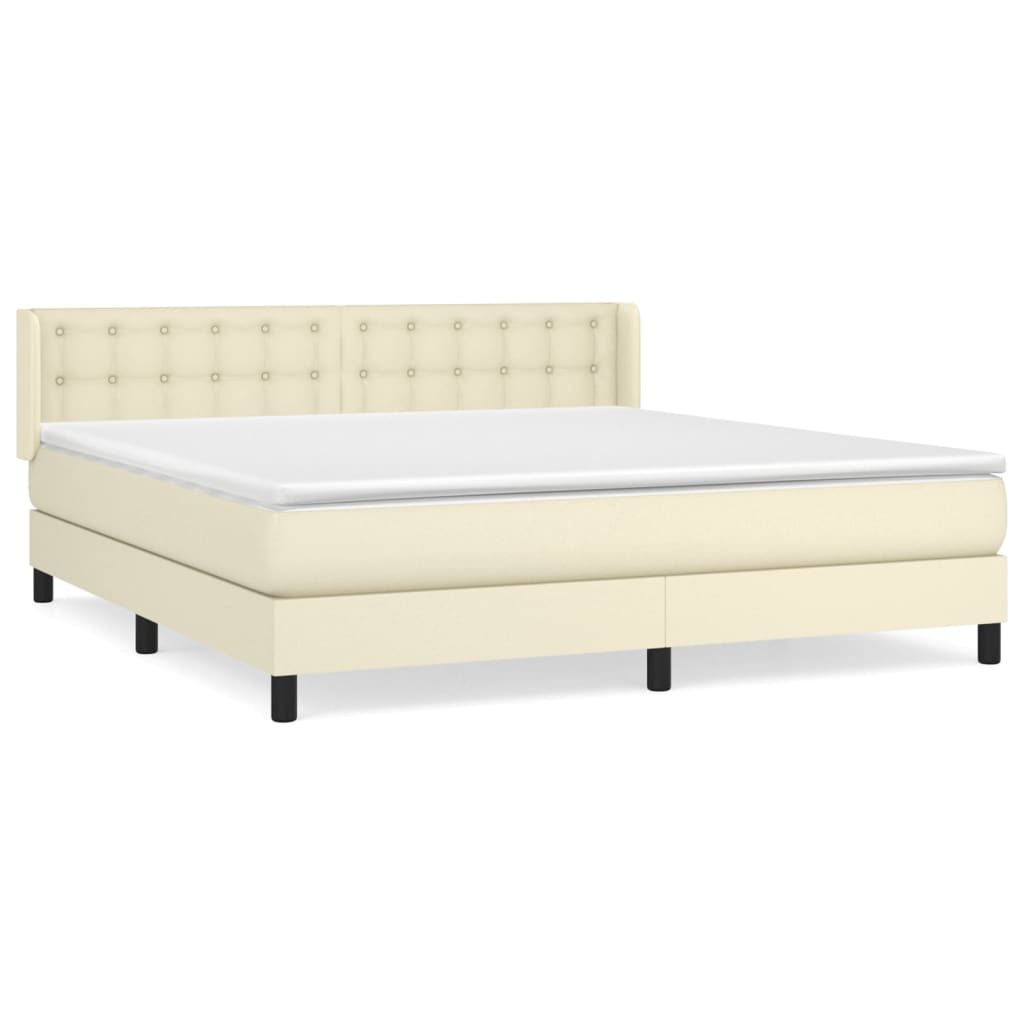 Boxspring met matras kunstleer crèmekleurig 180x200 cm is nu te koop bij PeponiXL, paradijselijk wonen!