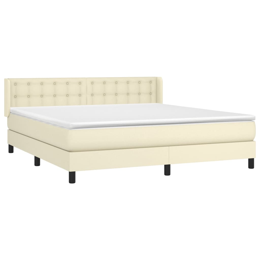 Boxspring met matras kunstleer crèmekleurig 180x200 cm is nu te koop bij PeponiXL, paradijselijk wonen!