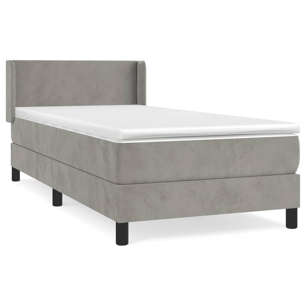 Boxspring met matras fluweel lichtgrijs 80x200 cm is nu te koop bij PeponiXL, paradijselijk wonen!
