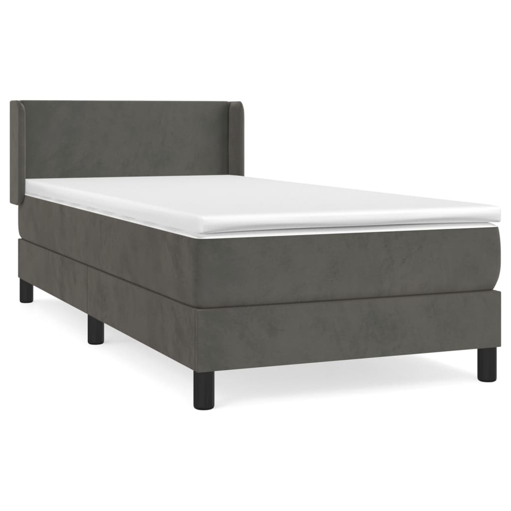 Boxspring met matras fluweel donkergrijs 90x190 cm is nu te koop bij PeponiXL, paradijselijk wonen!