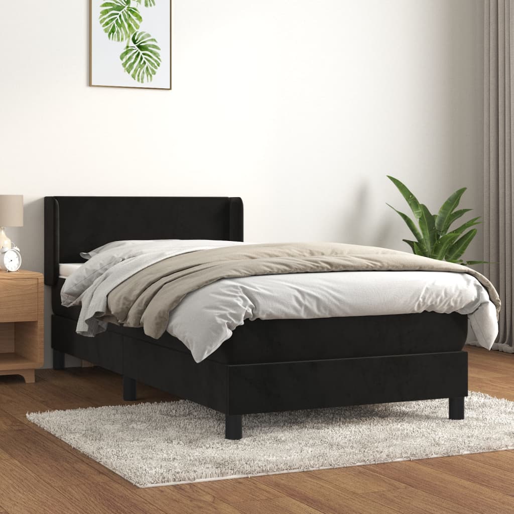 Boxspring met matras fluweel zwart 90x190 cm is nu te koop bij PeponiXL, paradijselijk wonen!