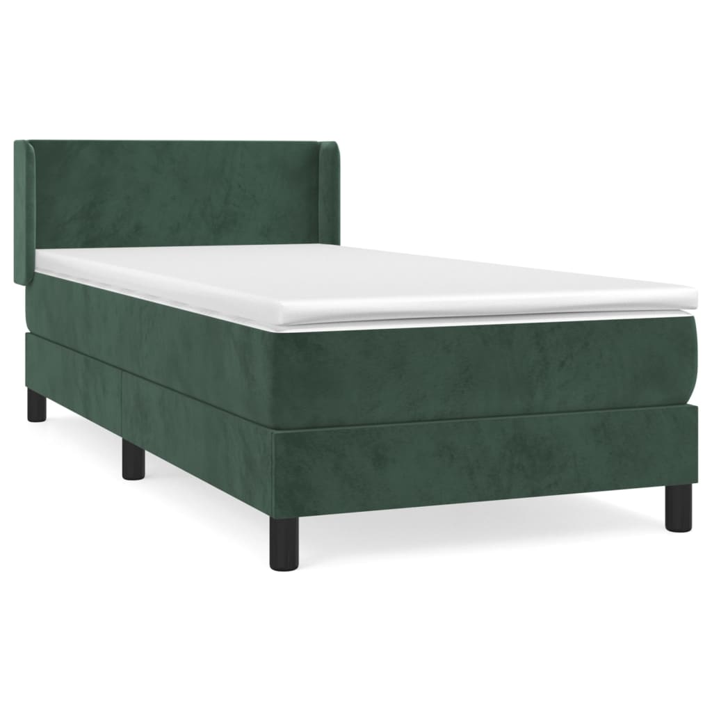 Boxspring met matras fluweel donkergroen 90x200 cm is nu te koop bij PeponiXL, paradijselijk wonen!